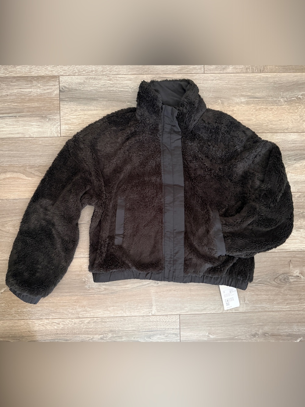HALARA OVERSIZED Black Teddy Jacket Plush Zip-Up Coat